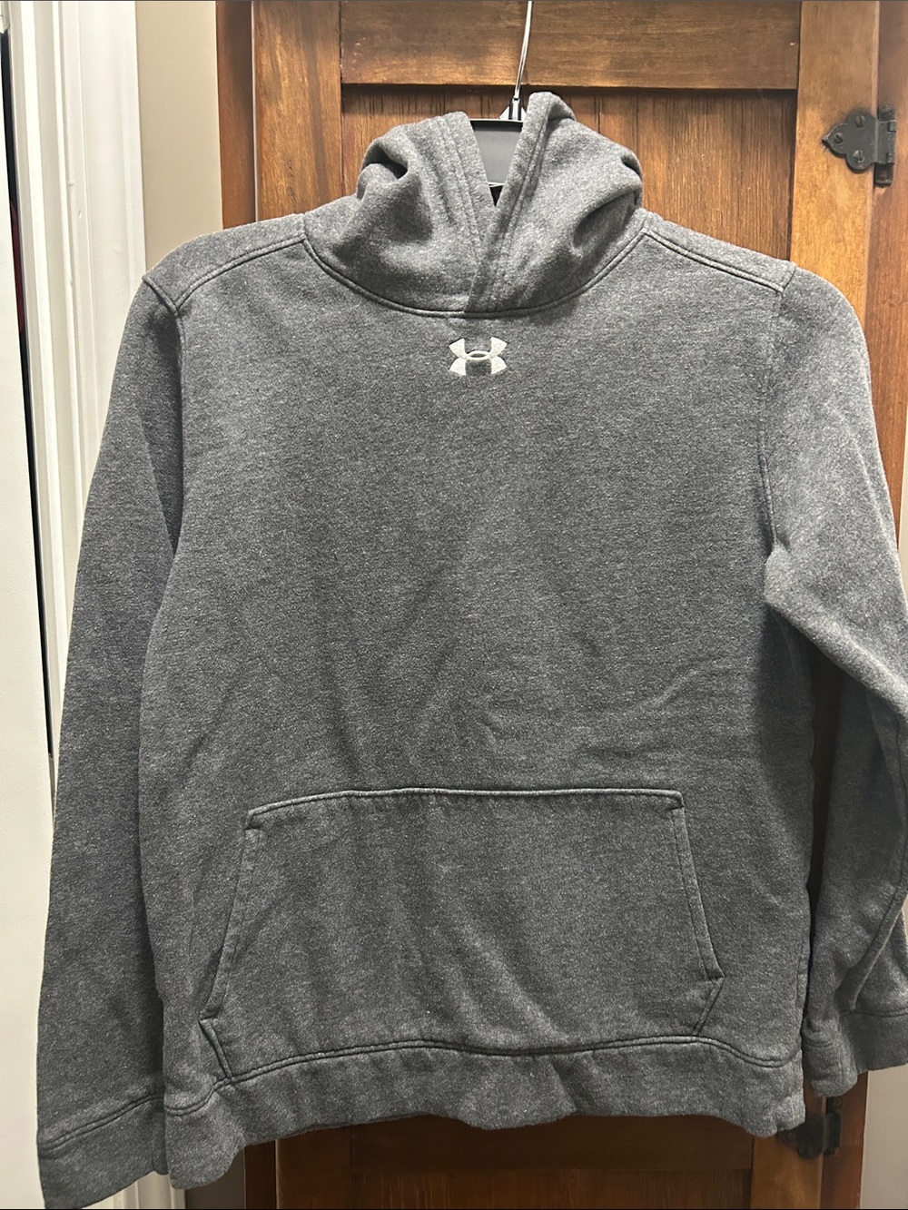 Under Armour YL Boys Gray Hooded Pullover Sweatshirt